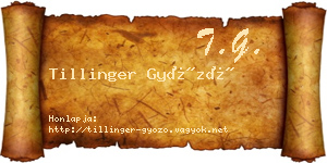 Tillinger Győző névjegykártya